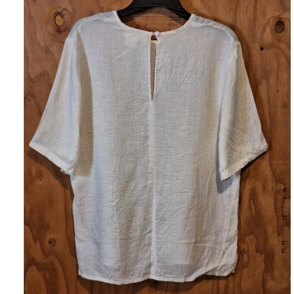 Kyriako and Dion by Stephan Caras Linen Shirt Women's Medium Cream Minimalist - Picture 3 of 5